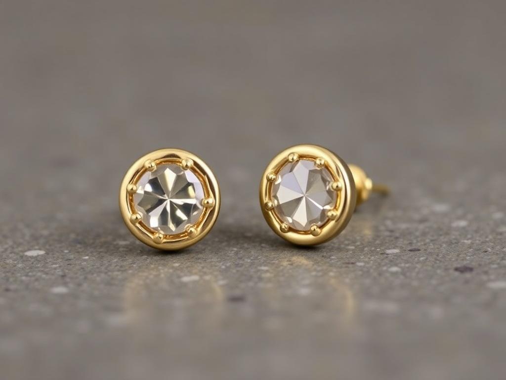 gold stud earringsфото